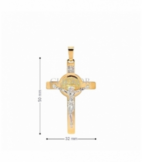 COLGANTE ORO BICOLOR 18KT CRUZ CONCRISTO
