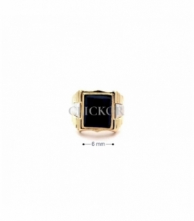 ANILLO ORO BICOLOR 18KT CON PIEDRA AZUL