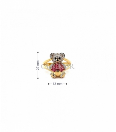 ANILLO ORO 18KT OSITO CON CIRCONITAS
