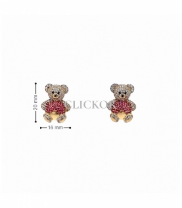PENDIENTES OSITOS ORO 18KT CON CIRCONITA