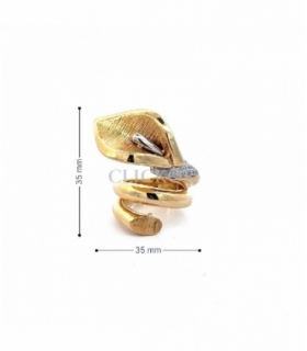 ANILLO ORO BICOLOR 18KT FLOR CIRCONITAS