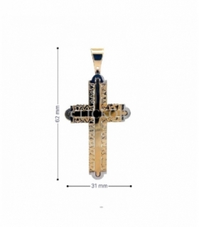 COLGANTE CRUZ ORO BICOLOR 18KT