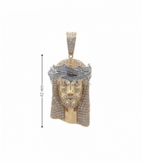 COLGANTE CRISTO ORO BICOLOR 18KT CIRCONI