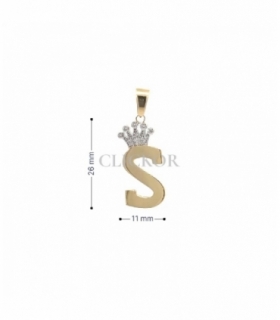 COLGANTE ORO BICOLOR 18KT LETRA S
