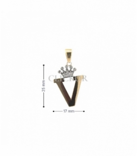 COLGANTE ORO BICOLOR 18KT LETRA V