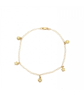 TOBILLERA ORO 18KT CON MOTIVOS