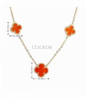 COLLAR ORO 18KT FLORES NARANJAS