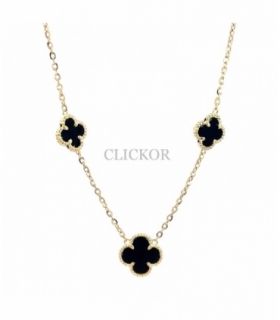 COLLAR ORO 18KT FLORES ONIX