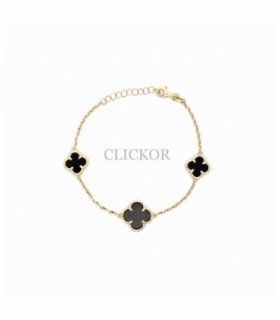 PULSERA ORO 18KT TREBOL DE ONIX