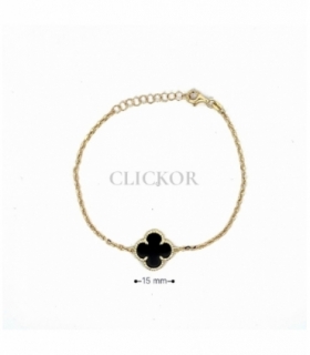 PULSERA ORO 18KT TREBOL DE ONIX