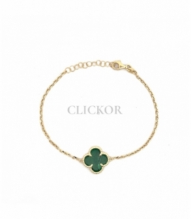 PULSERA ORO 18KT TREBOL JADE