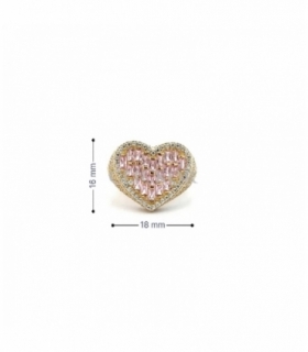 ANILLO ORO 18KT CORAZON CIRCONITAS ROSA