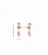 PENDIENTES CORAZON ORO 18KT CIRCONITA Y PIEDRA ROSA