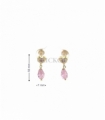 PENDIENTES CORAZON ORO 18KT CIRCONITA Y PIEDRA ROSA