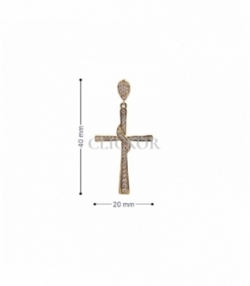 COLGANTE CRUZ ORO 18KT CON CIRCONITAS