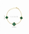 PULSERA ORO 18KT TREBOL DE JADE