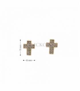 PENDIENTES CRUZ ORO 18KT CIRCONITAS