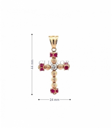 COLGANTE CRUZ ORO 18KT CON CIRCONITAS