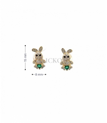 PENDIENTES CONEJO ORO 18KT CIRCONITAS