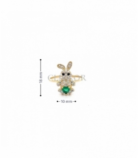 ANILLO CONEJO ORO 18KT CON CIRCONITAS