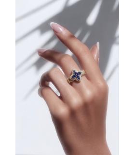 ANILLO FLOR ORO 18KT CON CIRCONITAS