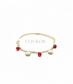 PULSERA BEBE ORO 18KT CON CORAZONES