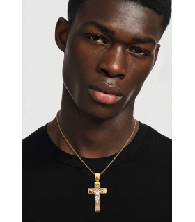 COLGANTE CRUZ CON CRISTO ORO BICOLOR 18K