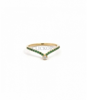 ANILLO ORO 18KT CIRCONITAS BLANCA VERDES