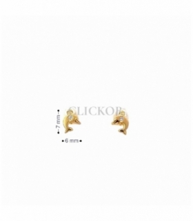 PENDIENTES BEBE ORO 18KT DELFIN CIRCONIT